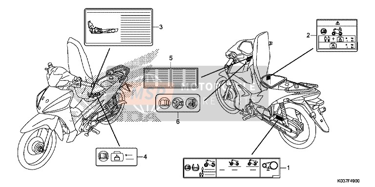 87520MEWD40, Label, Bagagegrens (5.0), Honda, 0